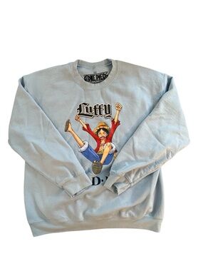Onepiece Luffy Light Blue Crewneck Sweater Size Large